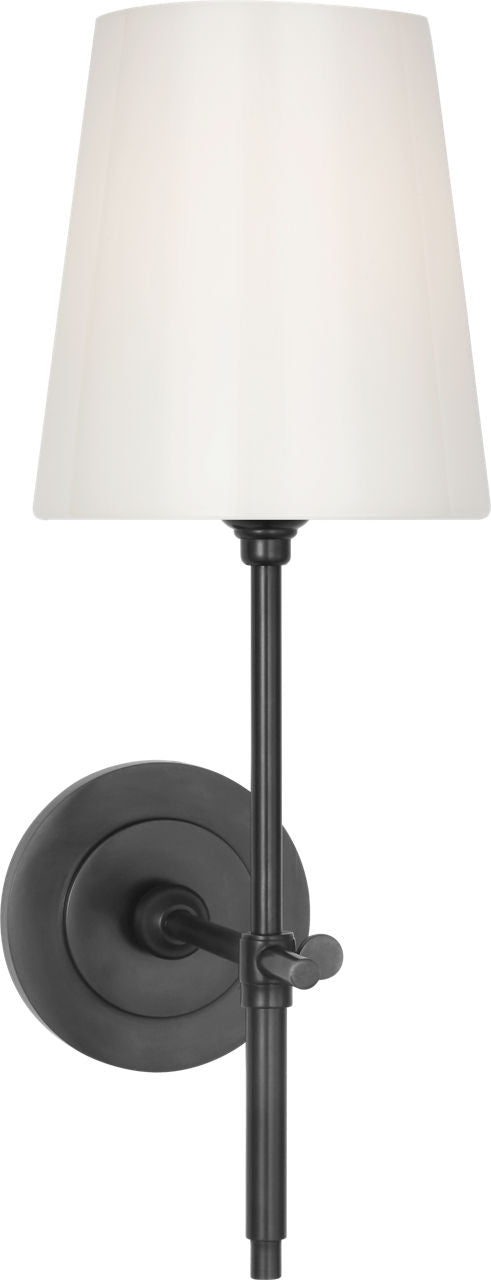 Bryant 15" Cordless Bath Sconce | Bronze | White Glass