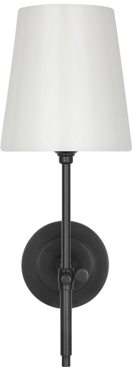 Bryant 15" Cordless Bath Sconce | Bronze | White Glass