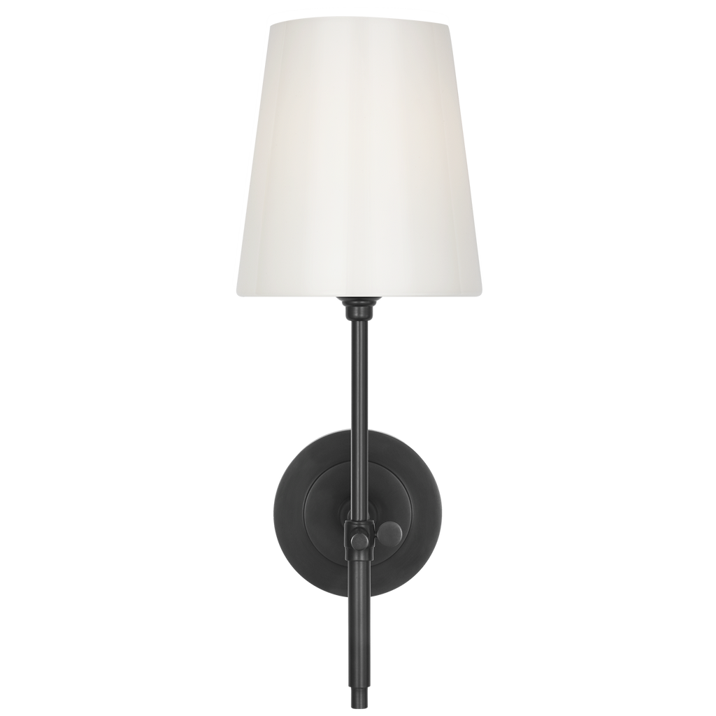 Bryant 15" Cordless Bath Sconce | Bronze | White Glass