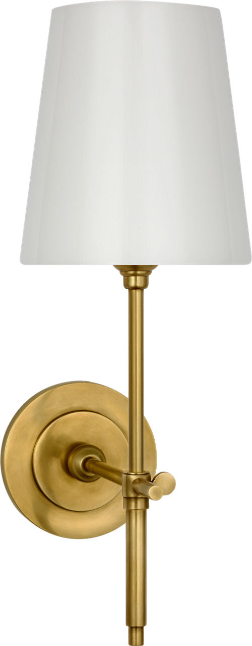 Bryant 15" Cordless Bath Sconce | Hand-Rubbed Antique Brass | White Glass