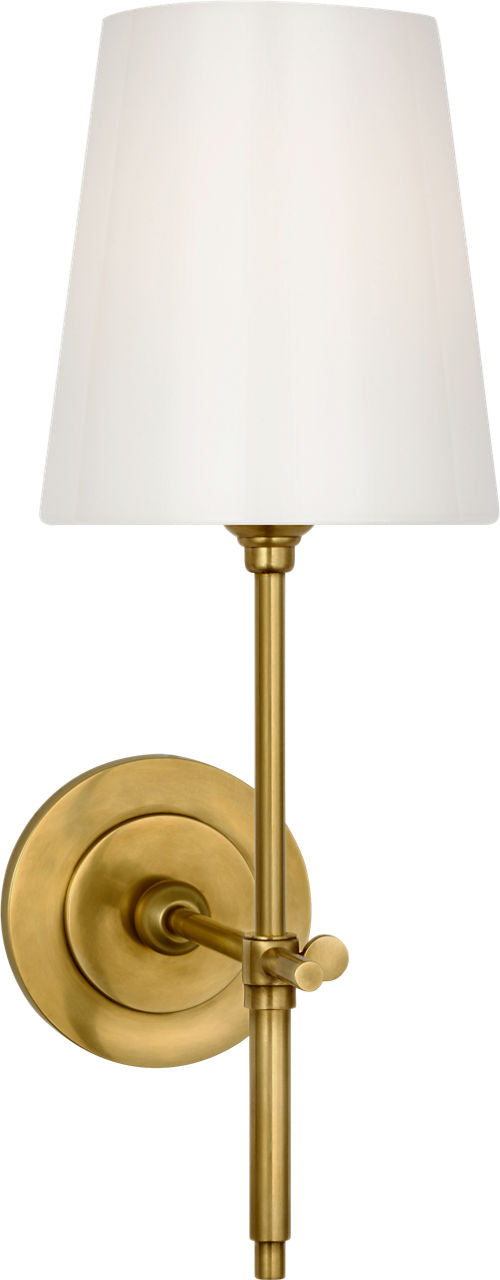 Bryant 15" Cordless Bath Sconce | Hand-Rubbed Antique Brass | White Glass