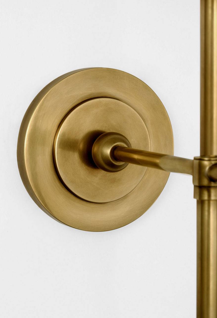 Bryant 15" Cordless Bath Sconce | Hand-Rubbed Antique Brass | White Glass