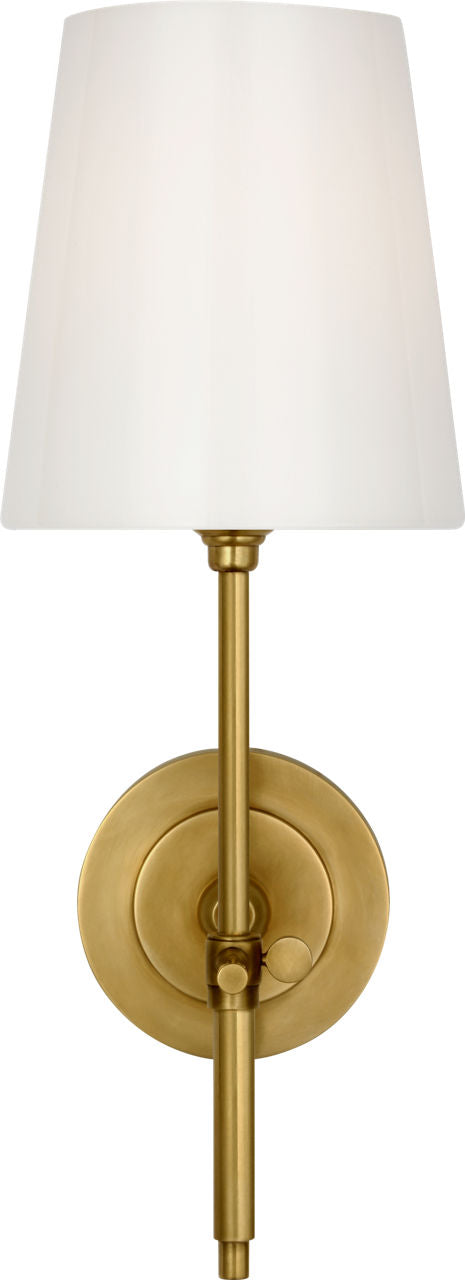 Bryant 15" Cordless Bath Sconce | Hand-Rubbed Antique Brass | White Glass