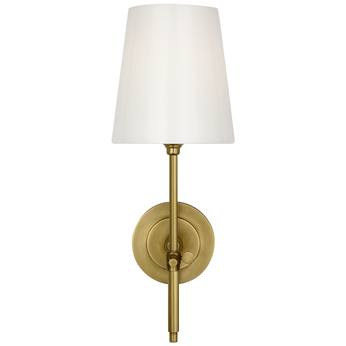 Bryant 15" Cordless Bath Sconce | Hand-Rubbed Antique Brass | White Glass