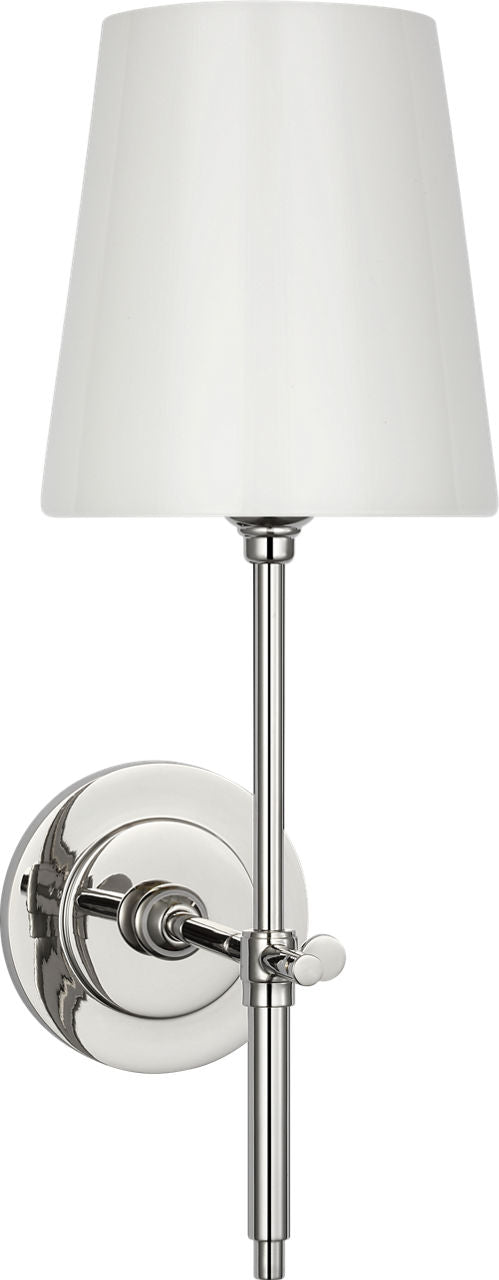 Bryant 15" Cordless Bath Sconce | Polished Nickel | White Glass