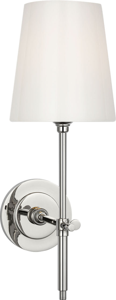 Bryant 15" Cordless Bath Sconce | Polished Nickel | White Glass
