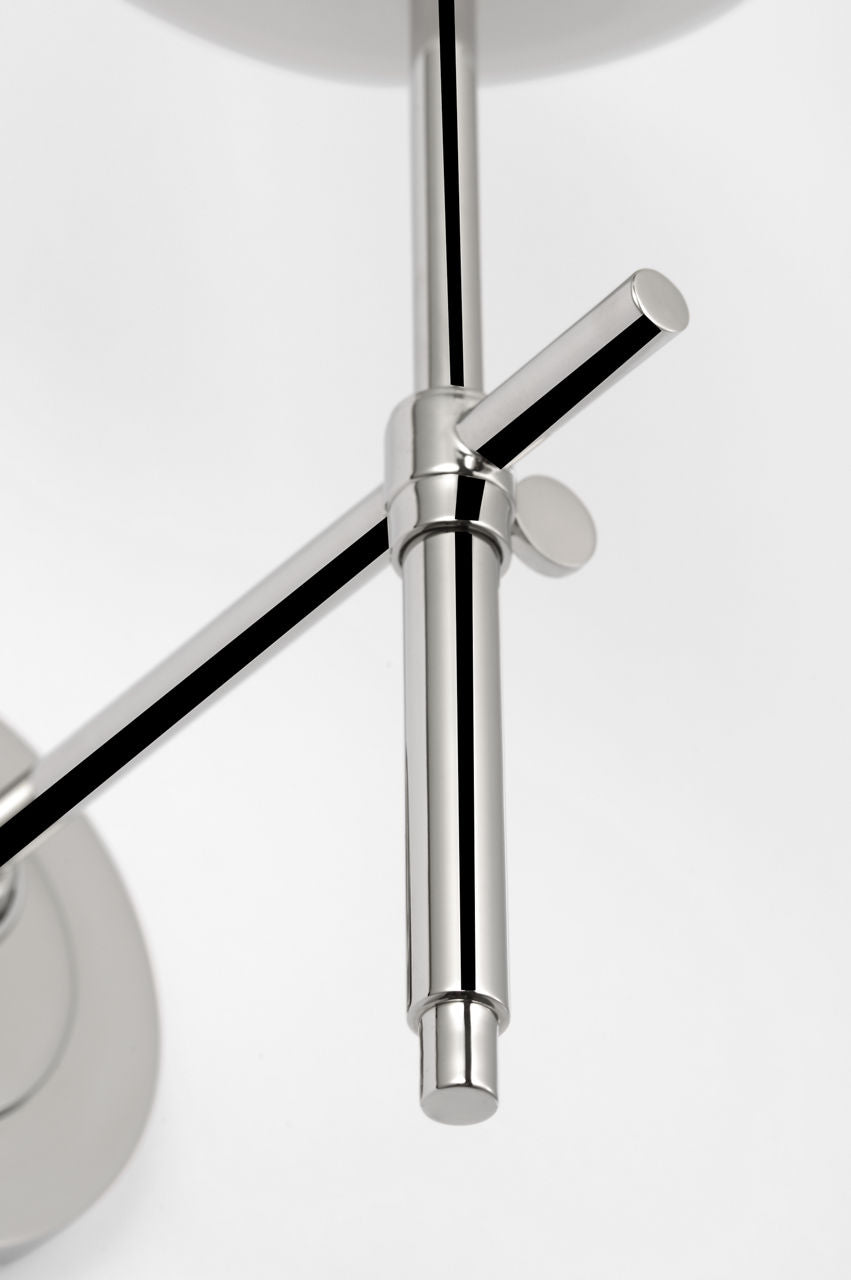 Bryant 15" Cordless Bath Sconce | Polished Nickel | White Glass