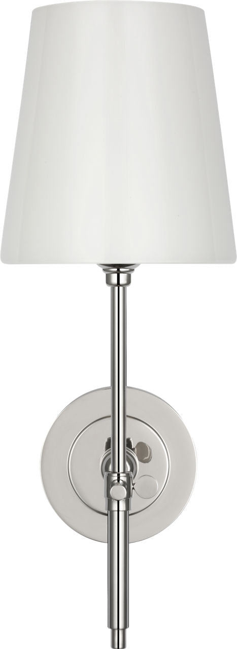 Bryant 15" Cordless Bath Sconce | Polished Nickel | White Glass