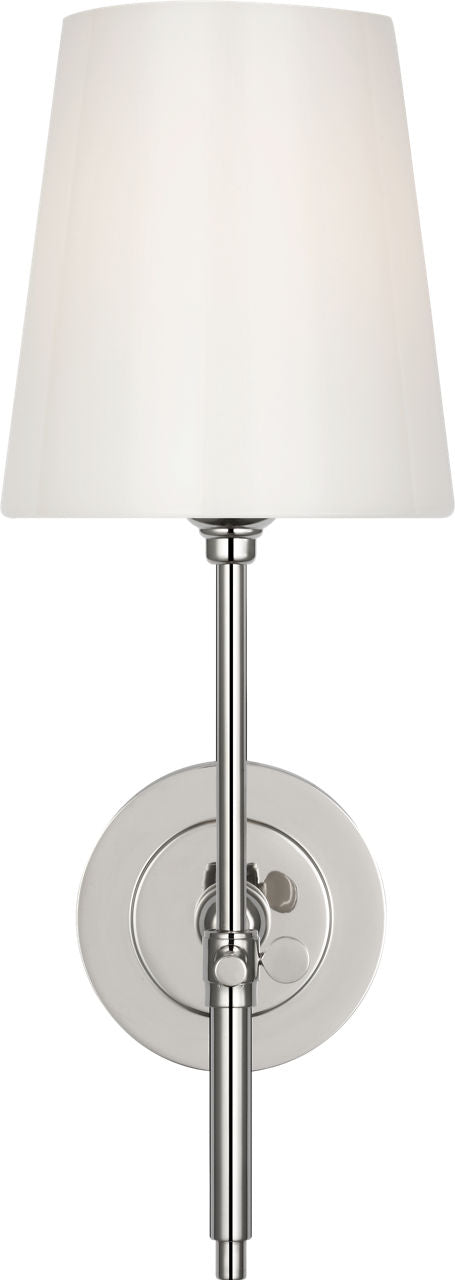 Bryant 15" Cordless Bath Sconce | Polished Nickel | White Glass