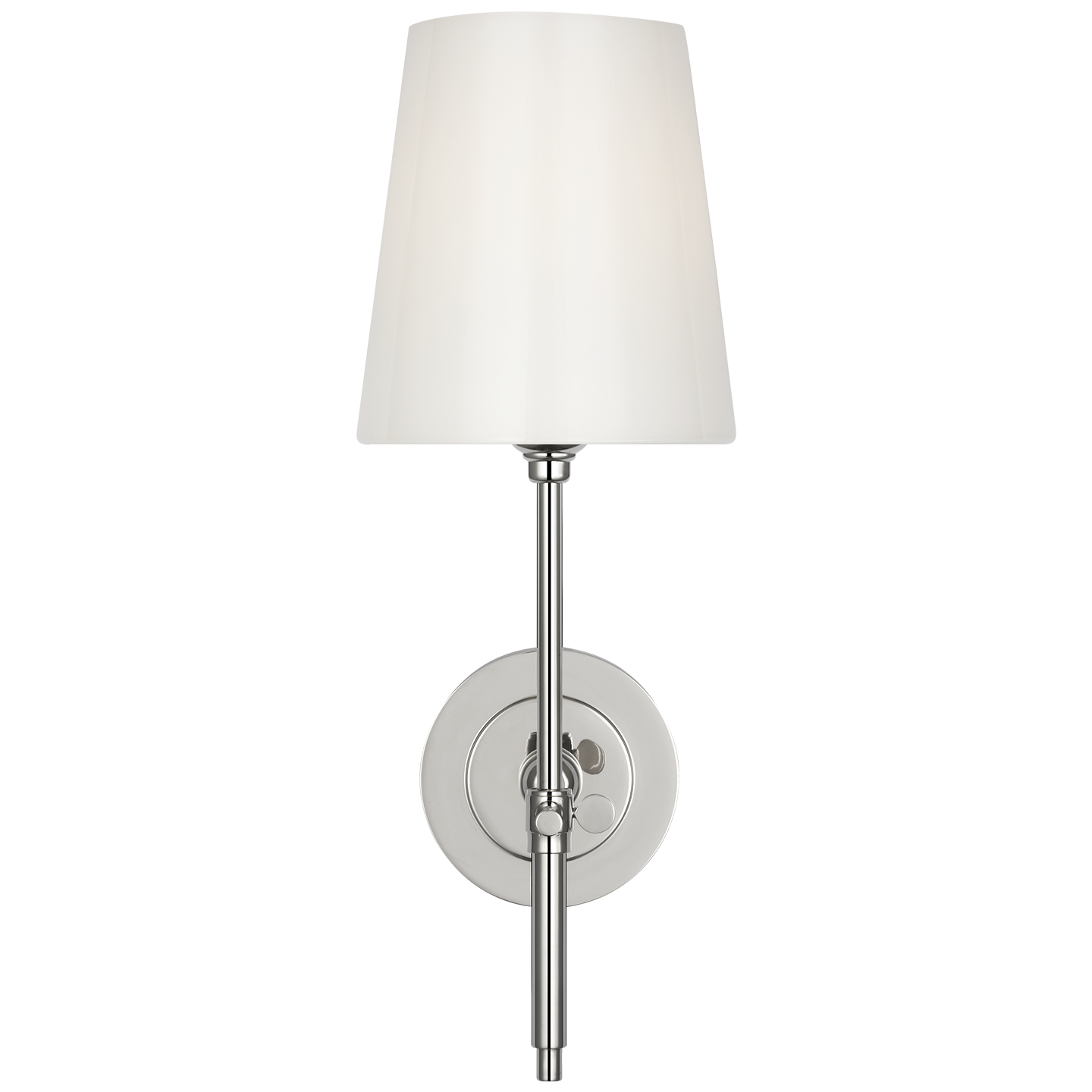 Bryant 15" Cordless Bath Sconce | Polished Nickel | White Glass