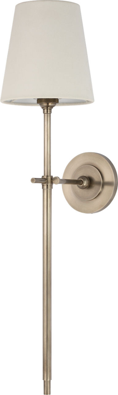 Bryant 27" Cordless Tail Sconce | Antique Nickel | Linen Shade