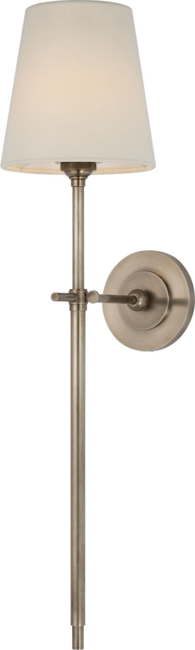 Bryant 27" Cordless Tail Sconce | Antique Nickel | Linen Shade