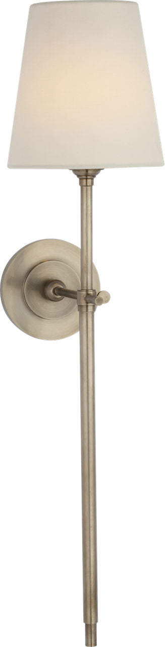 Bryant 27" Cordless Tail Sconce | Antique Nickel | Linen Shade