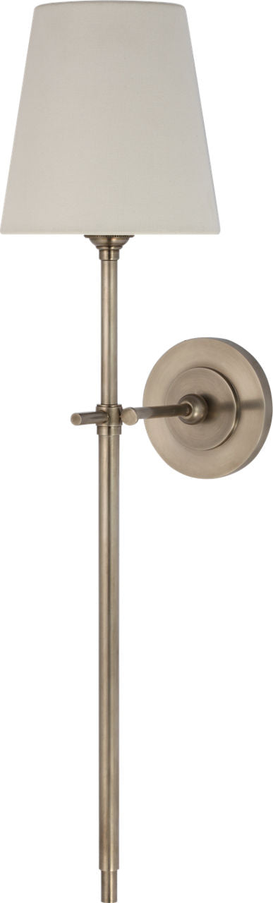 Bryant 27" Cordless Tail Sconce | Antique Nickel | Linen Shade