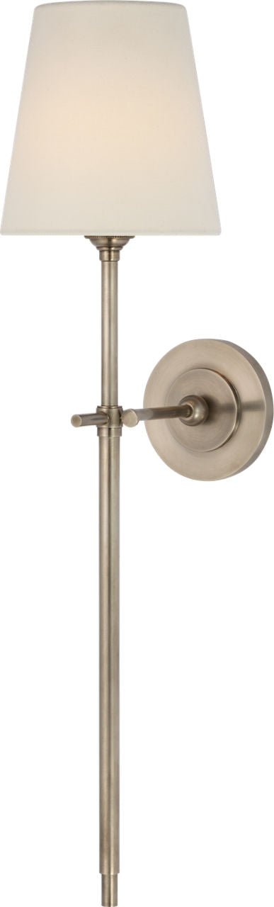 Bryant 27" Cordless Tail Sconce | Antique Nickel | Linen Shade