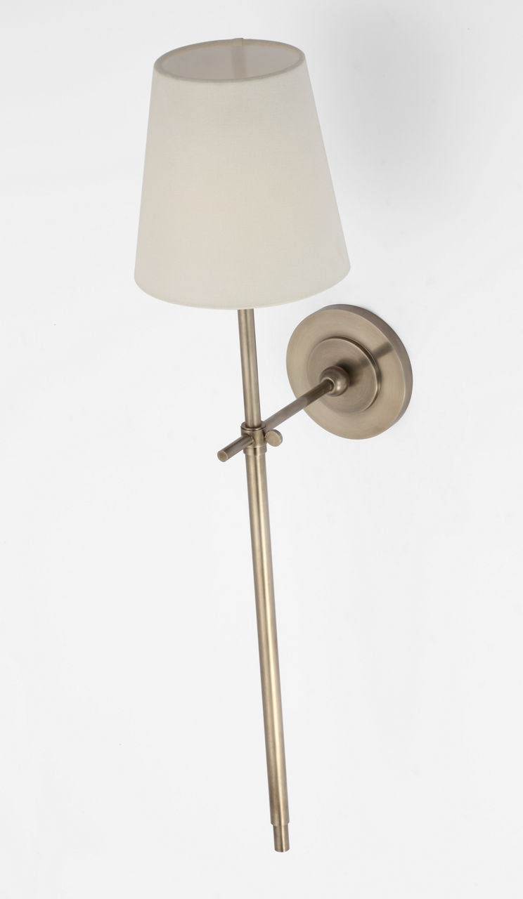 Bryant 27" Cordless Tail Sconce | Antique Nickel | Linen Shade