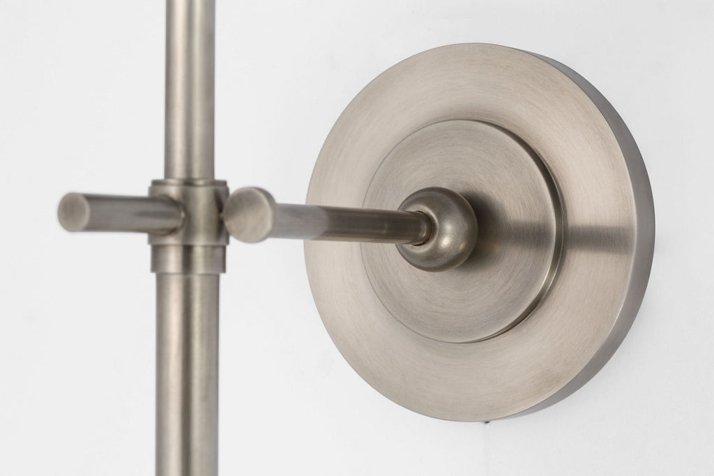 Bryant 27" Cordless Tail Sconce | Antique Nickel | Linen Shade