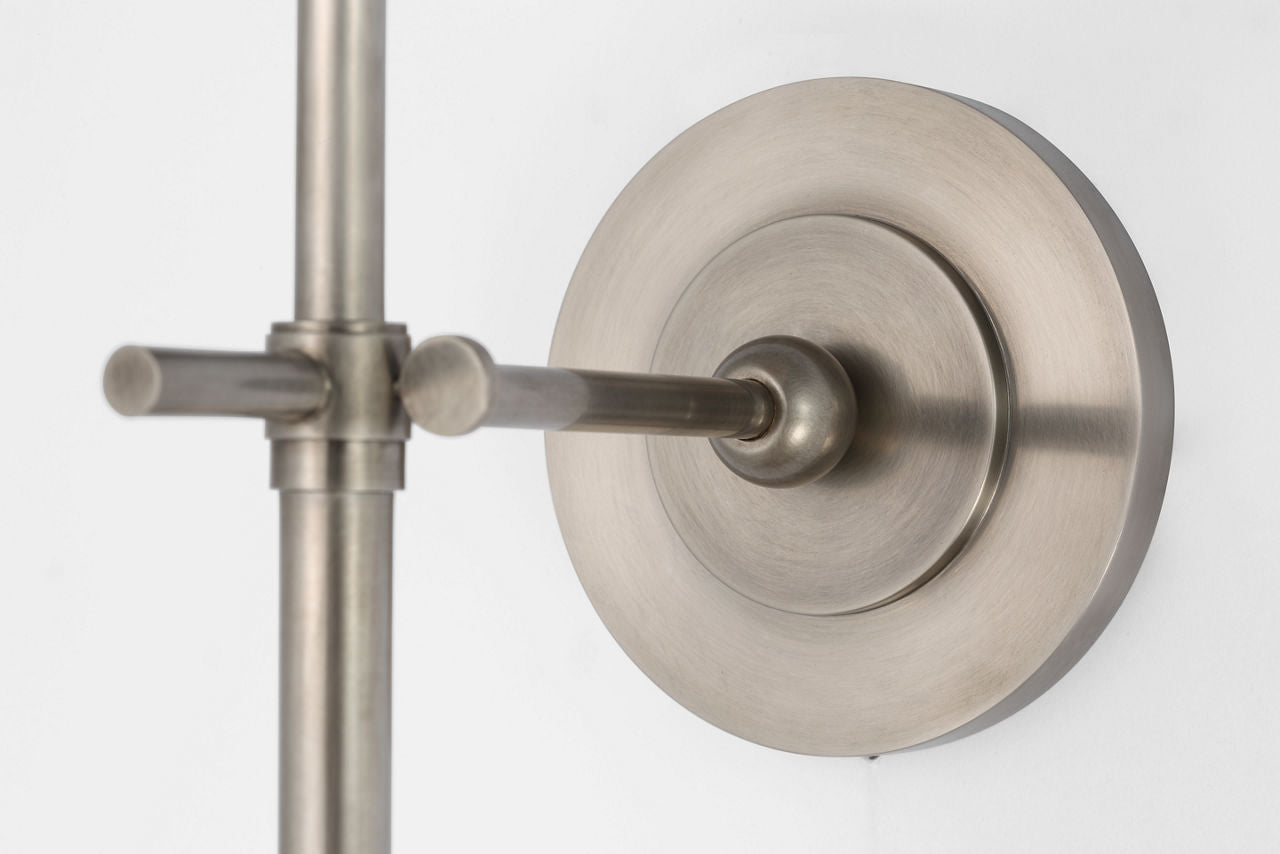 Bryant 27" Cordless Tail Sconce | Antique Nickel | Linen Shade