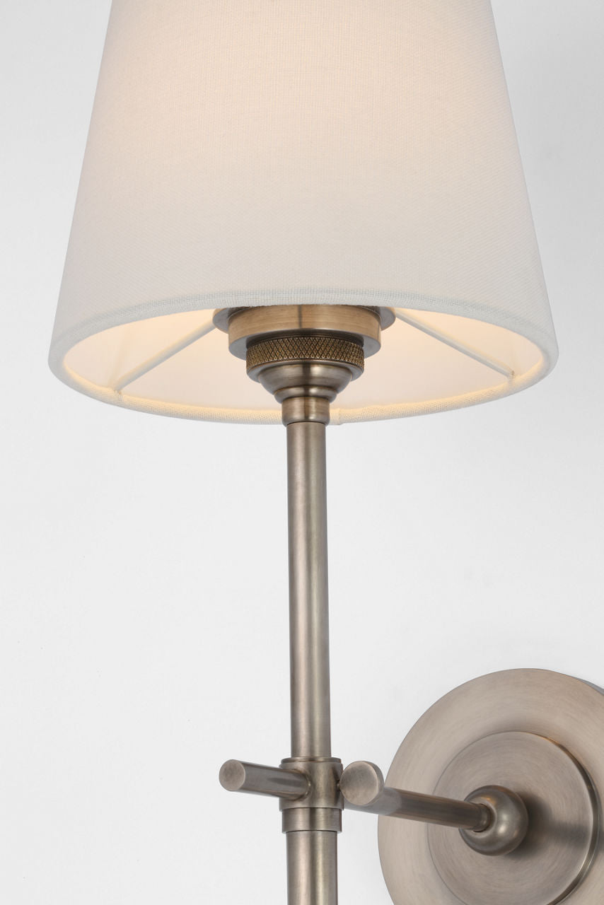 Bryant 27" Cordless Tail Sconce | Antique Nickel | Linen Shade