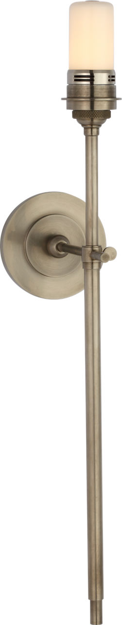 Bryant 27" Cordless Tail Sconce | Antique Nickel | Linen Shade