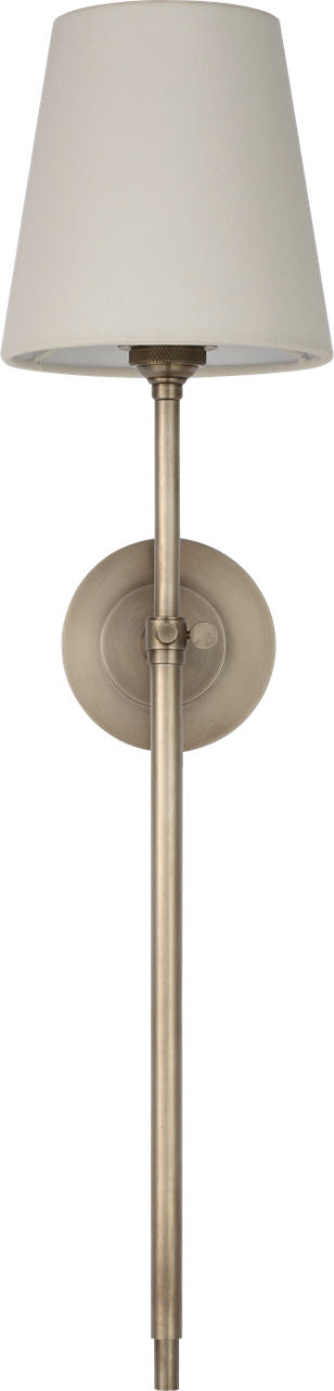 Bryant 27" Cordless Tail Sconce | Antique Nickel | Linen Shade