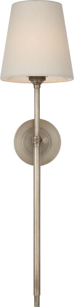 Bryant 27" Cordless Tail Sconce | Antique Nickel | Linen Shade