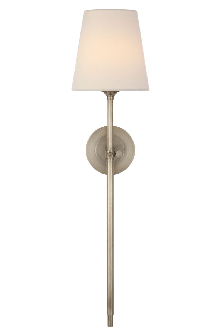 Bryant 27" Cordless Tail Sconce | Antique Nickel | Linen Shade