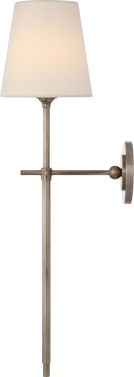 Bryant 27" Cordless Tail Sconce | Antique Nickel | Linen Shade