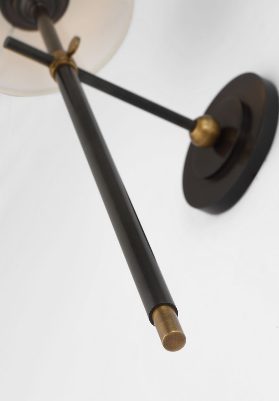 Bryant 27" Cordless Tail Sconce | Bronze and Hand-Rubbed Antique Brass | Linen Shade