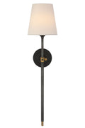 Bryant 27" Cordless Tail Sconce | Bronze and Hand-Rubbed Antique Brass | Linen Shade
