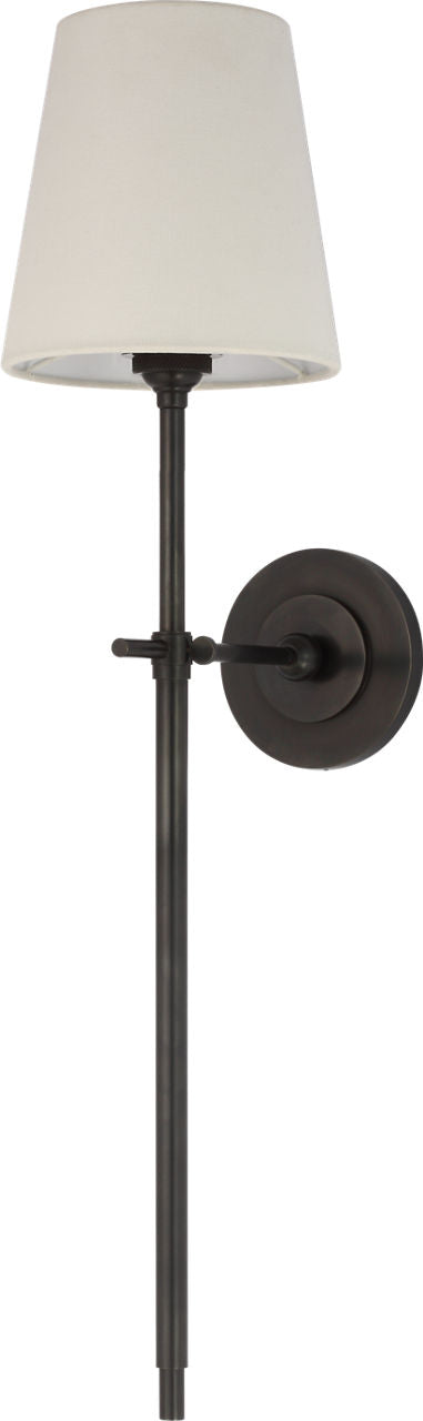 Bryant 27" Cordless Tail Sconce | Bronze | Linen Shade