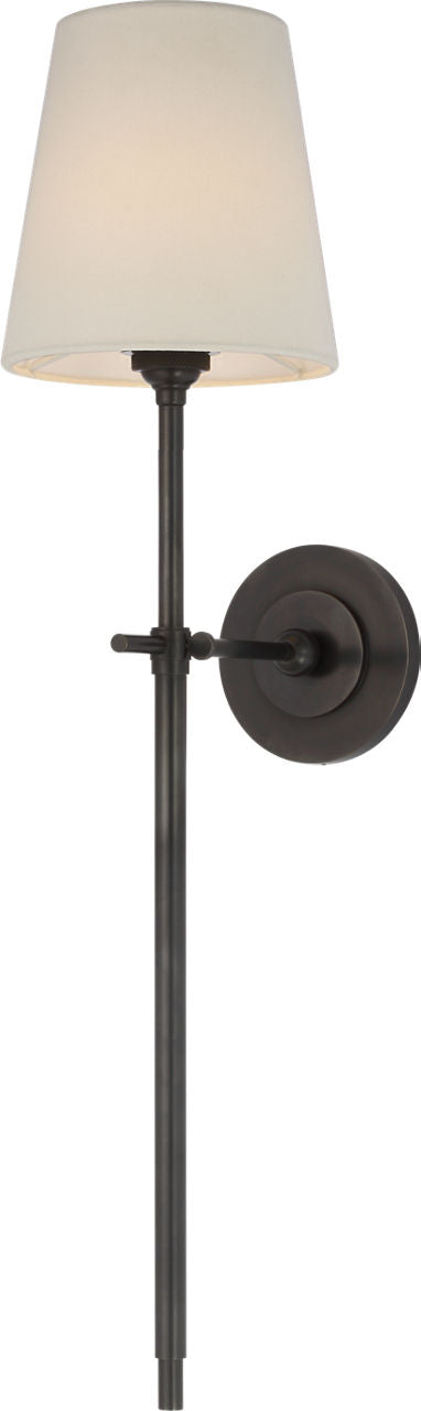 Bryant 27" Cordless Tail Sconce | Bronze | Linen Shade