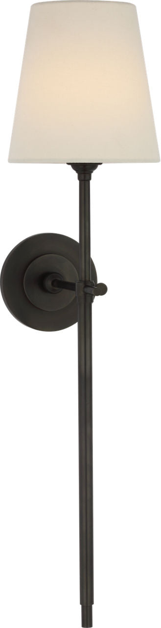 Bryant 27" Cordless Tail Sconce | Bronze | Linen Shade