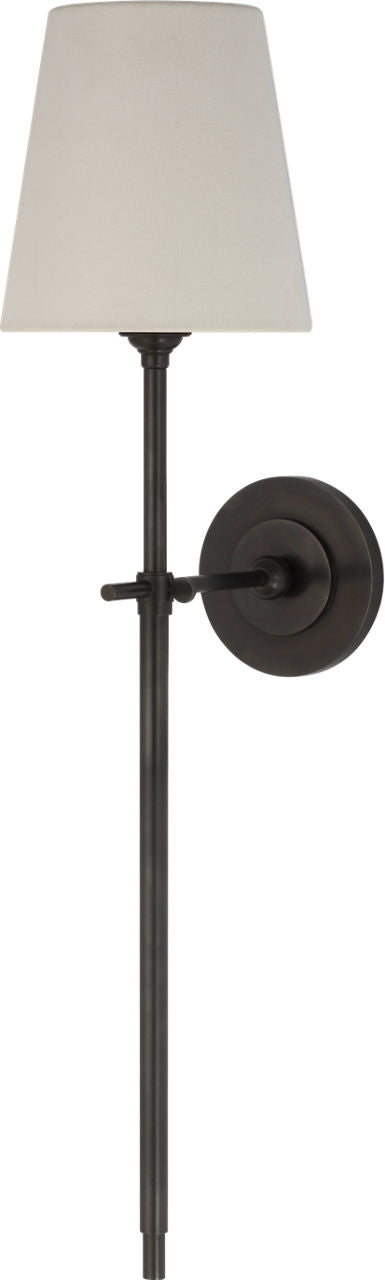 Bryant 27" Cordless Tail Sconce | Bronze | Linen Shade