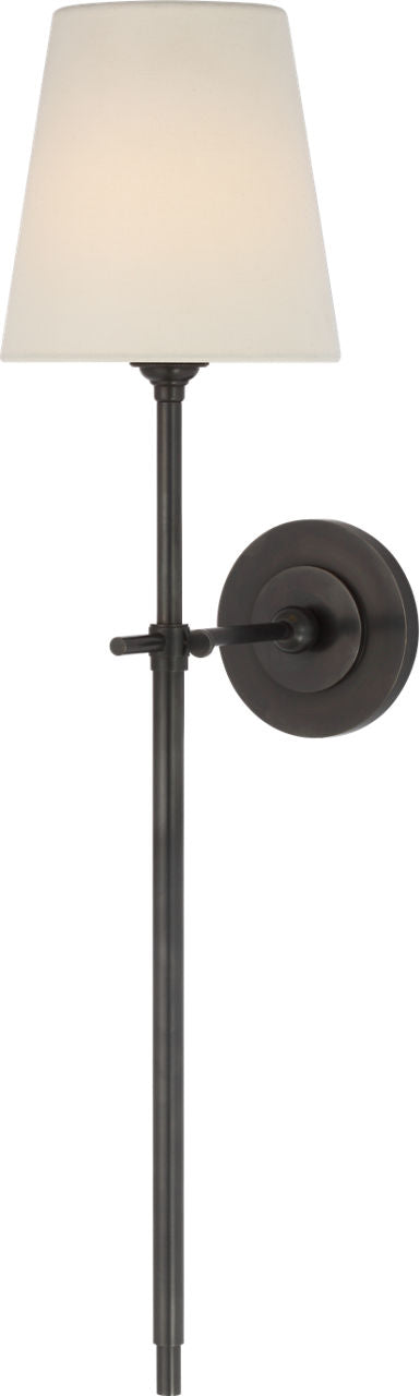Bryant 27" Cordless Tail Sconce | Bronze | Linen Shade