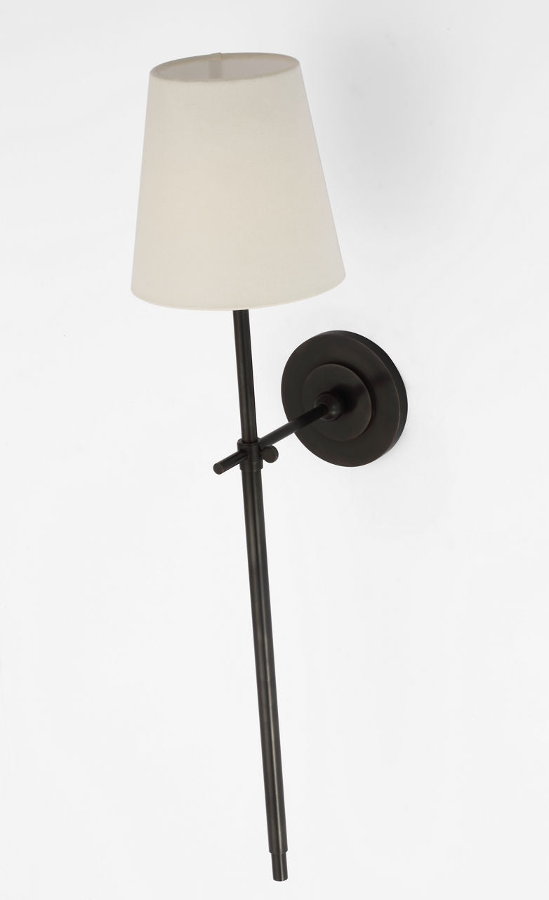Bryant 27" Cordless Tail Sconce | Bronze | Linen Shade