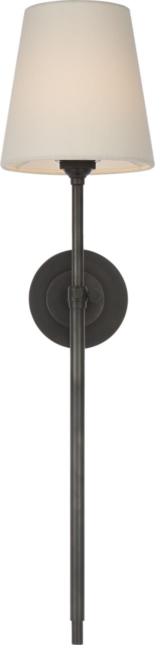 Bryant 27" Cordless Tail Sconce | Bronze | Linen Shade