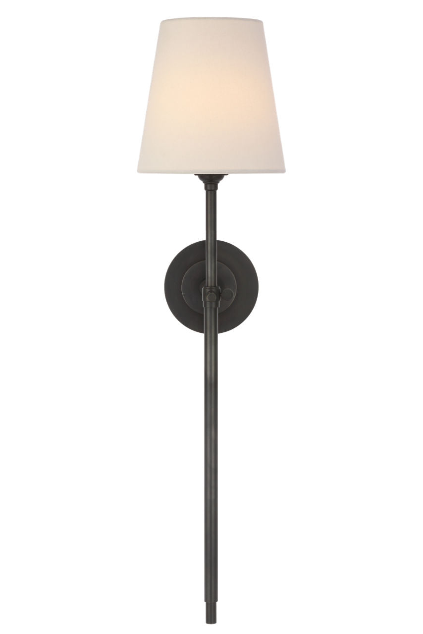 Bryant 27" Cordless Tail Sconce | Bronze | Linen Shade