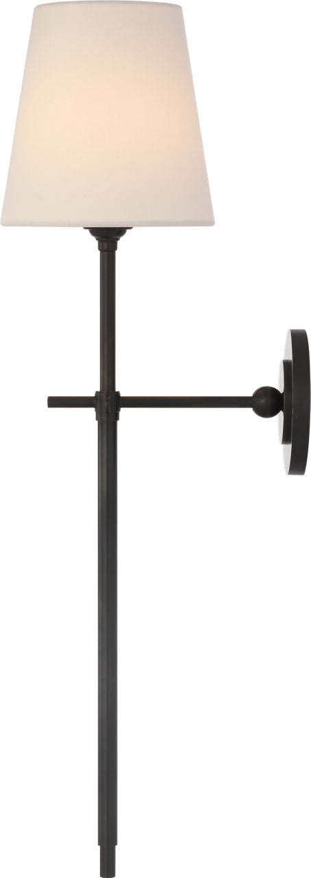 Bryant 27" Cordless Tail Sconce | Bronze | Linen Shade