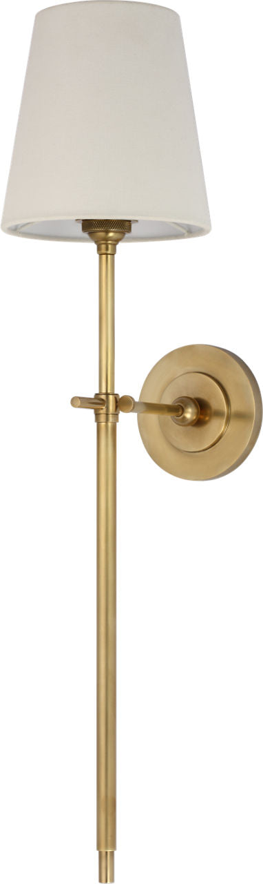 Bryant 27" Cordless Tail Sconce | Hand-Rubbed Antique Brass | Linen Shade