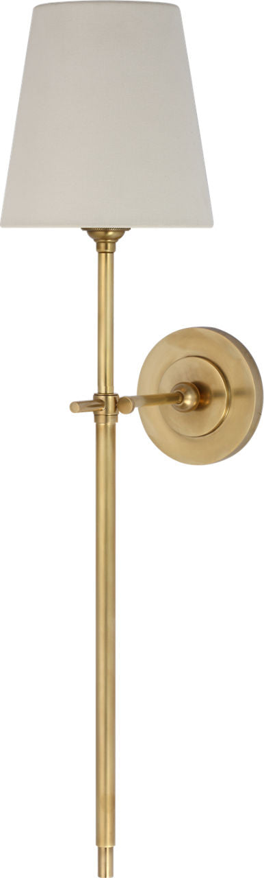 Bryant 27" Cordless Tail Sconce | Hand-Rubbed Antique Brass | Linen Shade