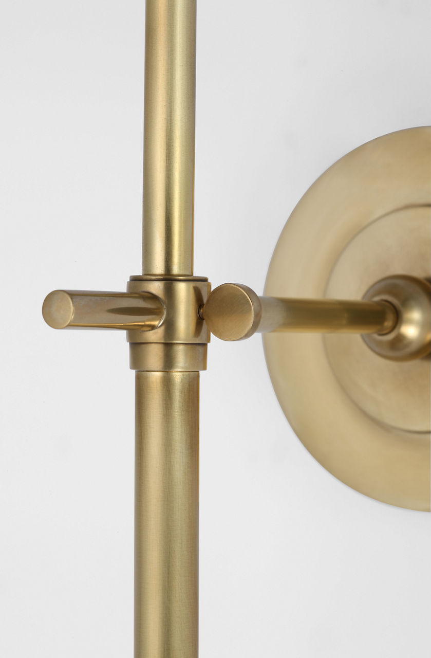 Bryant 27" Cordless Tail Sconce | Hand-Rubbed Antique Brass | Linen Shade