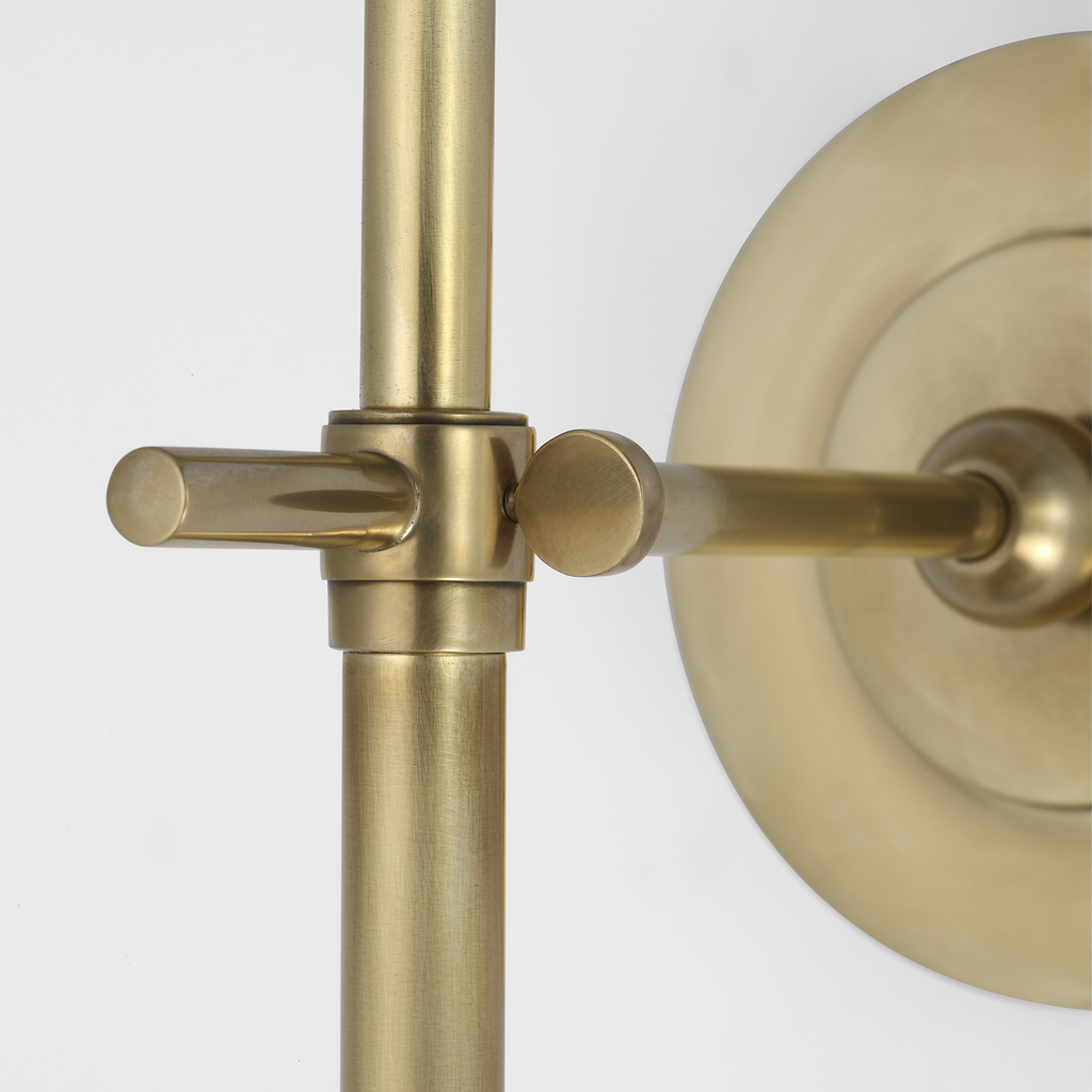 Bryant 27" Cordless Tail Sconce | Hand-Rubbed Antique Brass | Linen Shade