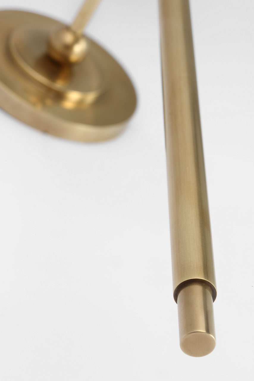 Bryant 27" Cordless Tail Sconce | Hand-Rubbed Antique Brass | Linen Shade
