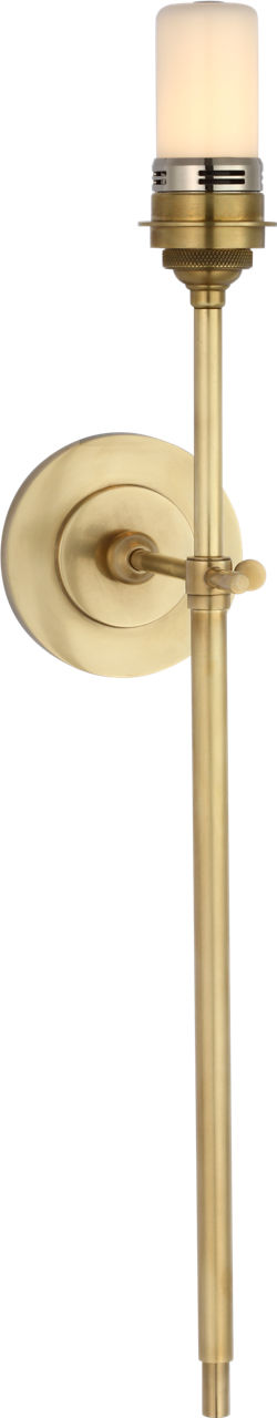 Bryant 27" Cordless Tail Sconce | Hand-Rubbed Antique Brass | Linen Shade