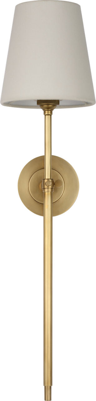 Bryant 27" Cordless Tail Sconce | Hand-Rubbed Antique Brass | Linen Shade