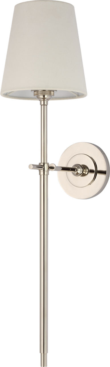 Bryant 27" Cordless Tail Sconce | Polished Nickel | Linen Shade