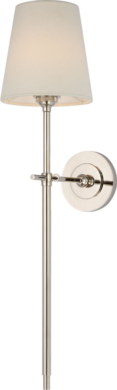 Bryant 27" Cordless Tail Sconce | Polished Nickel | Linen Shade