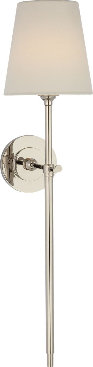 Bryant 27" Cordless Tail Sconce | Polished Nickel | Linen Shade