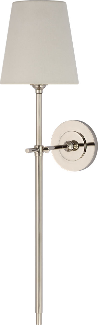 Bryant 27" Cordless Tail Sconce | Polished Nickel | Linen Shade